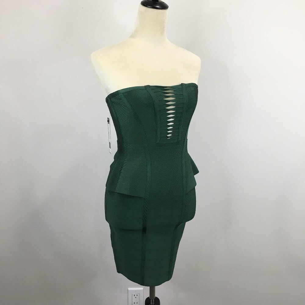 NWT MARCIANO by Guess Sleeveless Green Peplum Waist Bodycon Stretch Dress